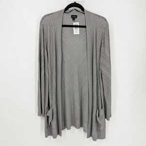 Torrid Pointelle Cardigan Long Sleeve Open Front Sweater Formal Gray Womens‎ 1X